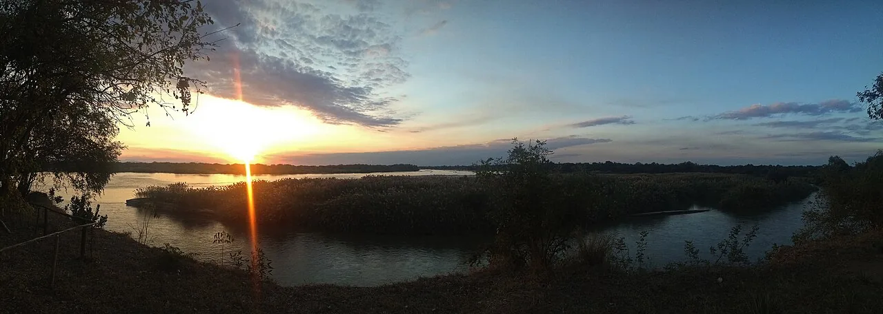 Sunset over the river in Selous Game Reserve