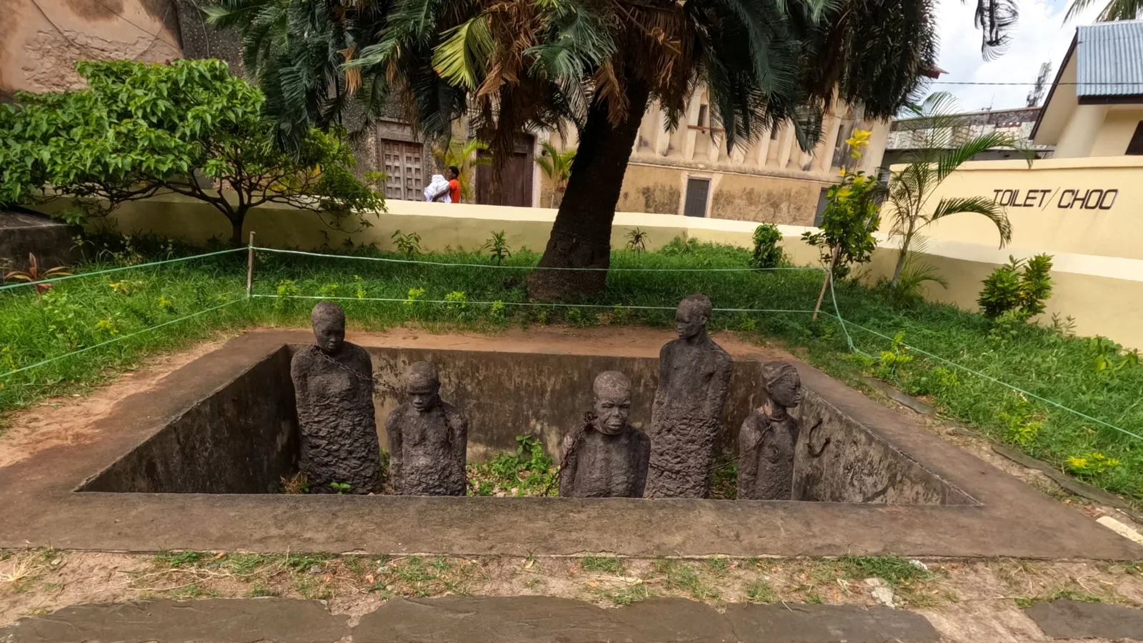 Memorial sculptures at the former slave market in Stone Town